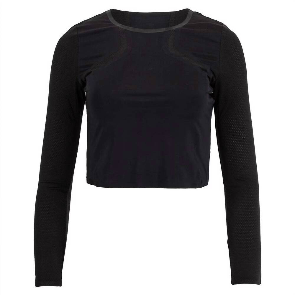 NEW FILA women's uplift long sleeve performance crop top in black